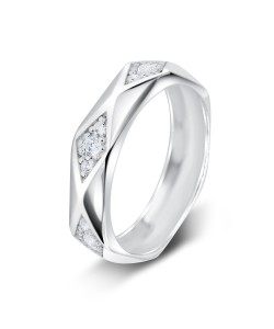 Triangular Shape with CZ Stone Silver Ring NSR-4033